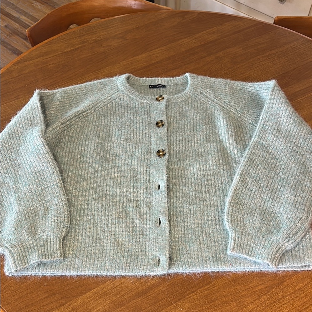 GAP blue Fuzzy Button-Front Cardigan